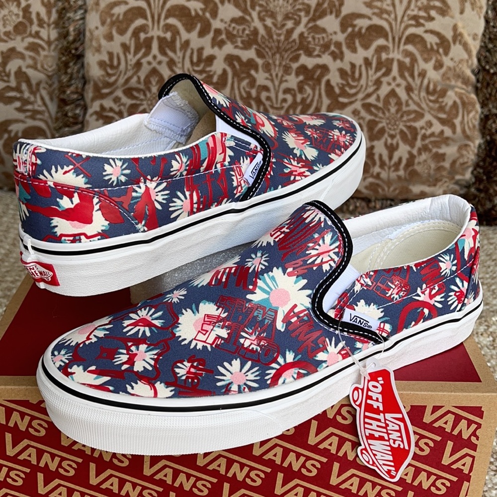 Vans Classic Slip On Vans Crew Floral/Red Men’s - Picture 9 of 16
